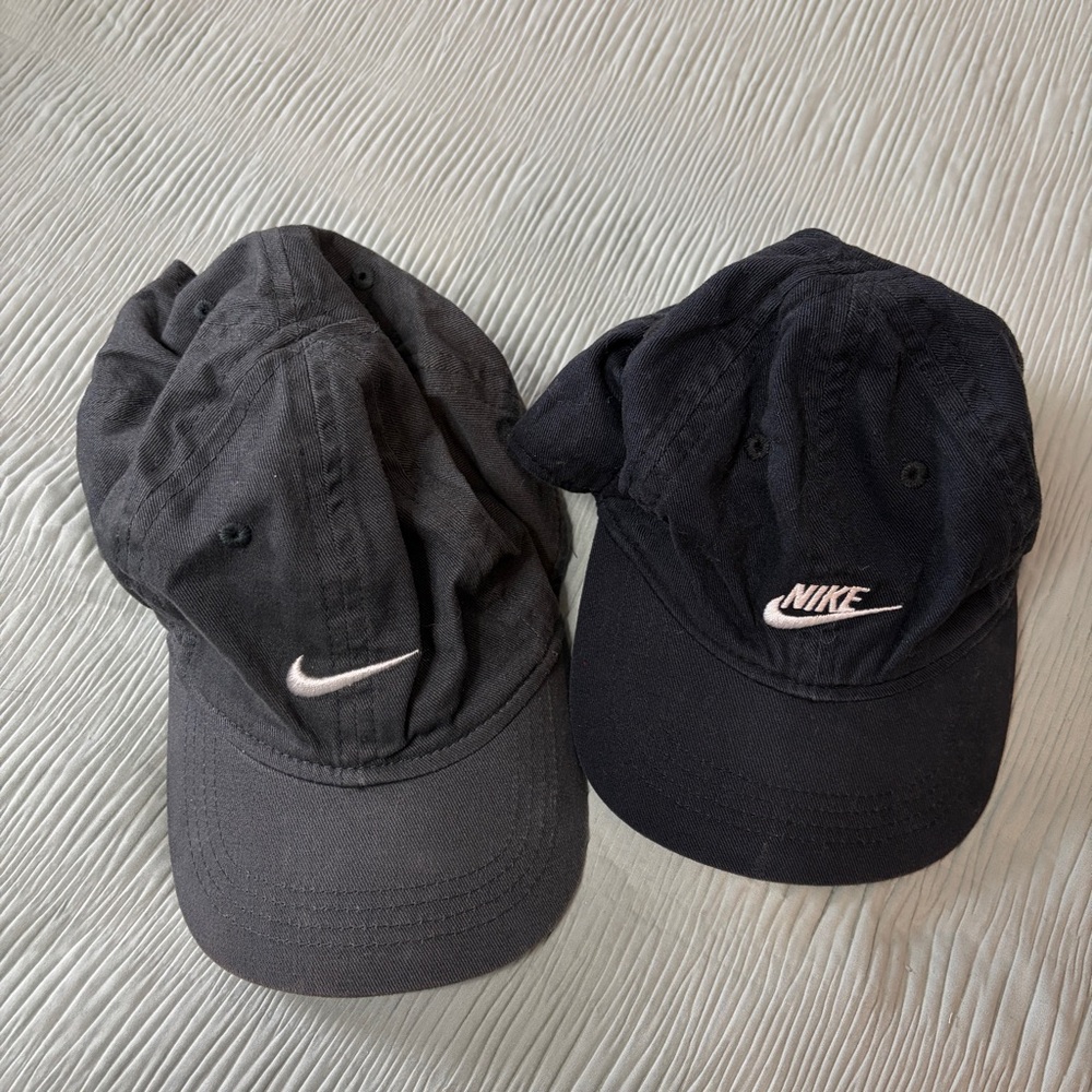 Nike Infant Baseball Caps - Black and Gray with White Nike Swoosh Logo